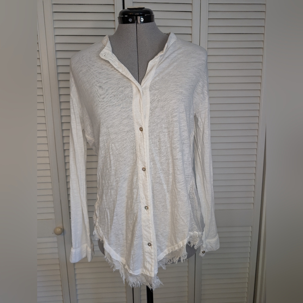 SKIN Long Sleeve Buttoned Lightweight Cotton, Linen & Silk Shirt/Tunic, 0 NWT